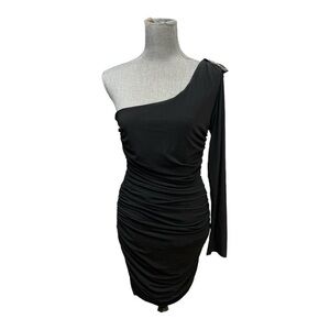 City Triangles One Shoulder Body Con Little Black Dress Size Large